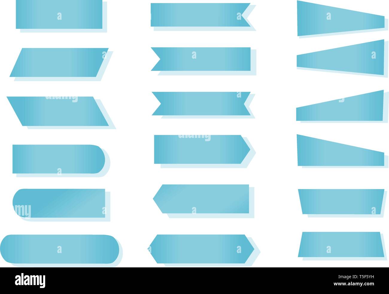 Impostare banner blu vettore icone sullo sfondo bianco. Illustrazione Vettoriale