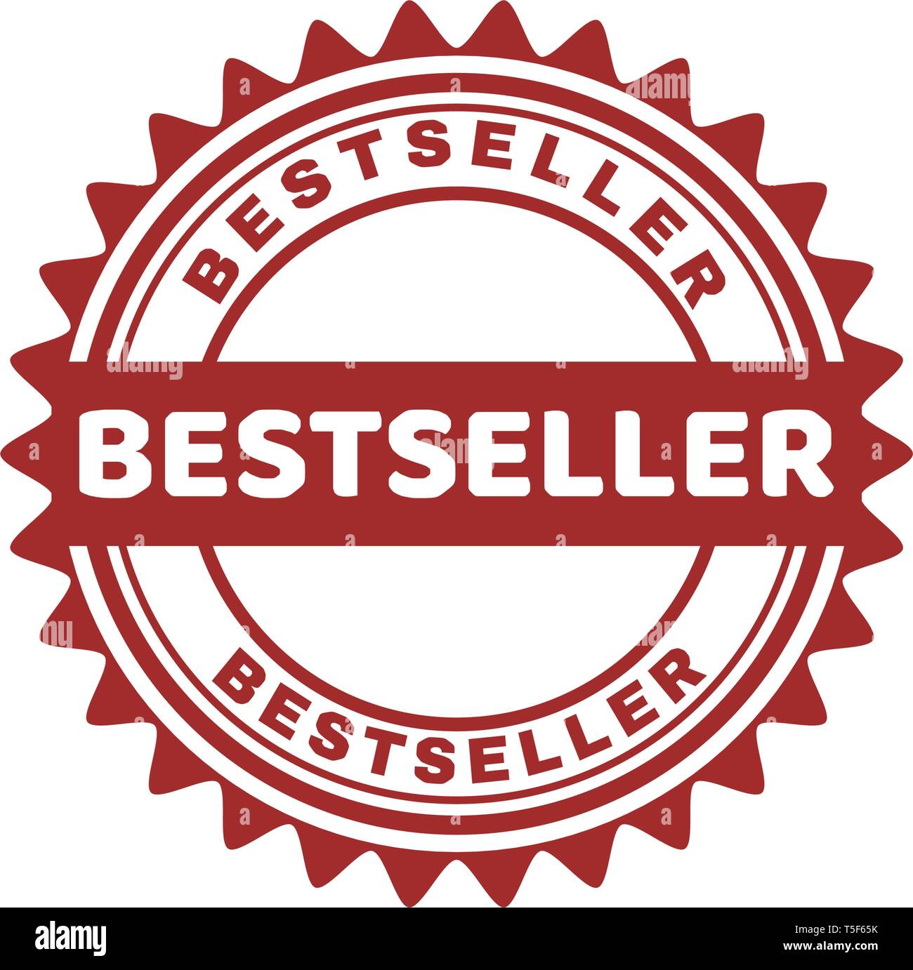 Francobollo rosso best-seller vettore su sfondo bianco. Illustrazione Vettoriale
