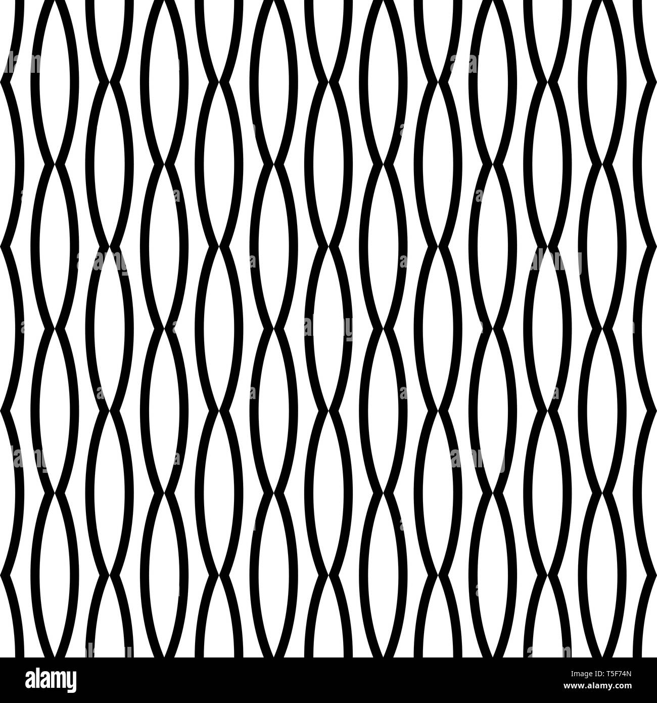 In bianco e nero senza saldatura linea ondulata pattern Illustrazione Vettoriale