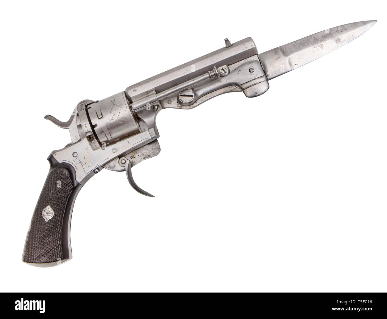 Lefaucheux francese (Acier Fondu) pinfire Revolver del XIX secolo Foto Stock