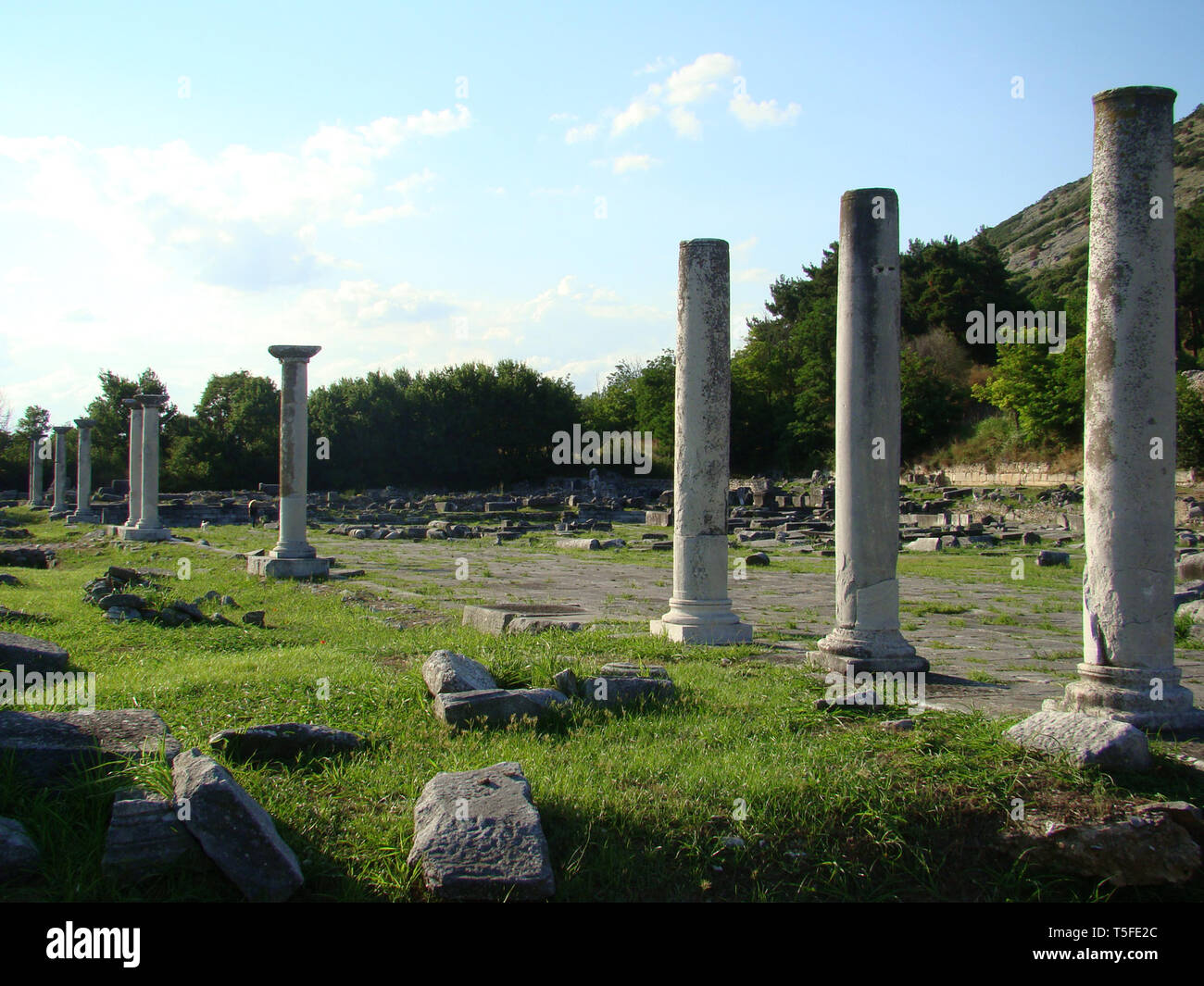 Filippoi (Filippi) anfiteatro rovine vicino a Kavala, Grecia settentrionale Foto Stock