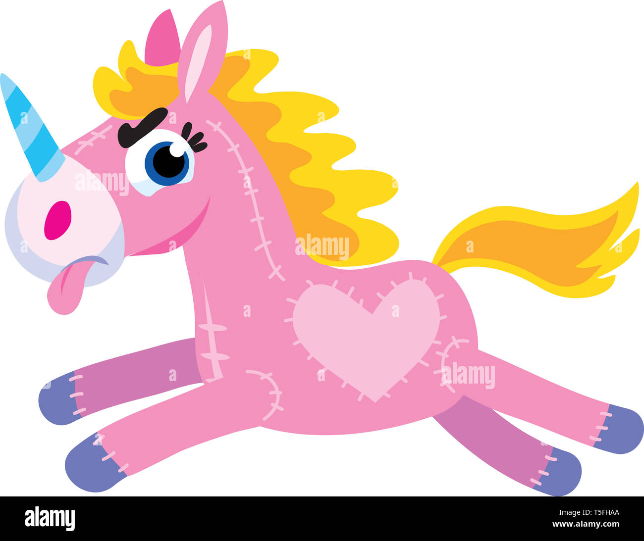 Giocattolo unicorno rosa con la lingua di fuori Foto Stock