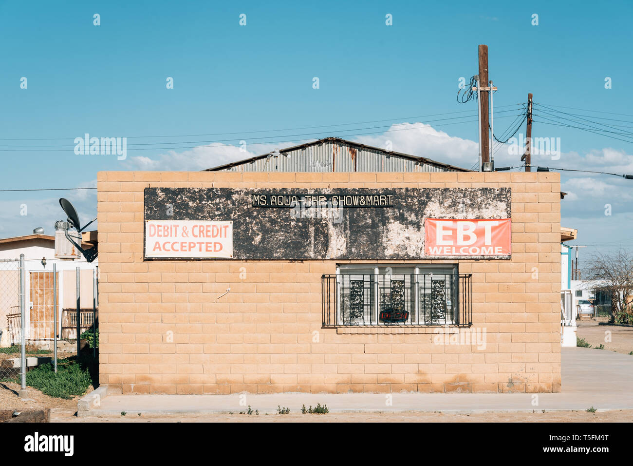 Store a Bombay Beach, sul Salton Sea in California Foto Stock