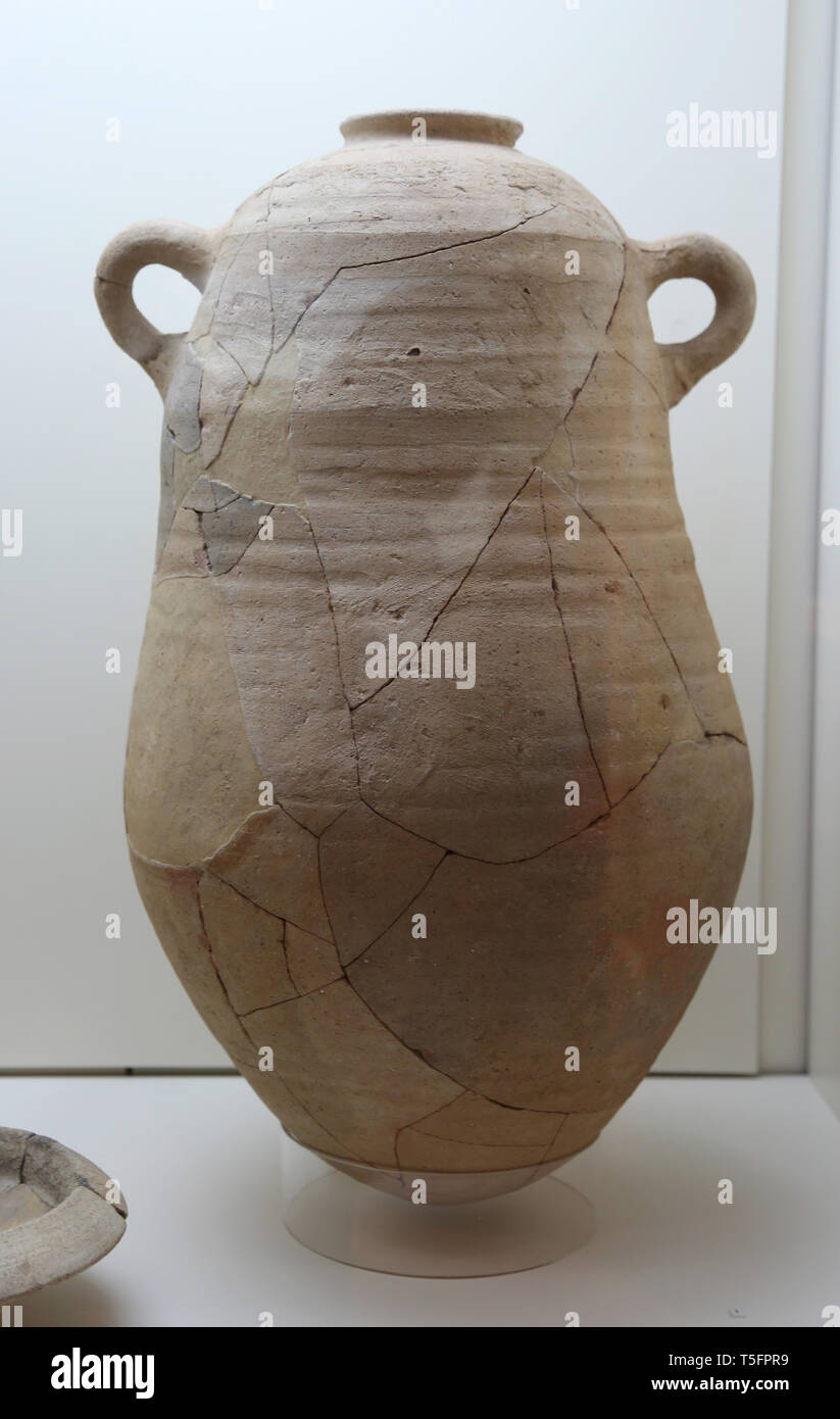 Ceramica fenicio. Anfore di terracotta (6º-7º secolo a. BC) da Sant Jaume Mas den Serra sito. Montsia, Tarragona Catalogna. Foto Stock