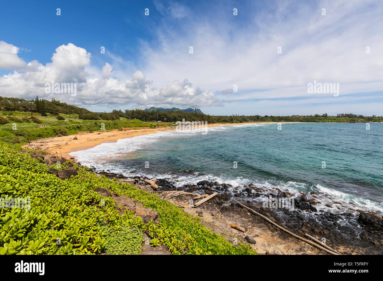 Stati Uniti d'America, Hawaii, Kauai, Kauai percorso multiuso, Kealia Beach Foto Stock