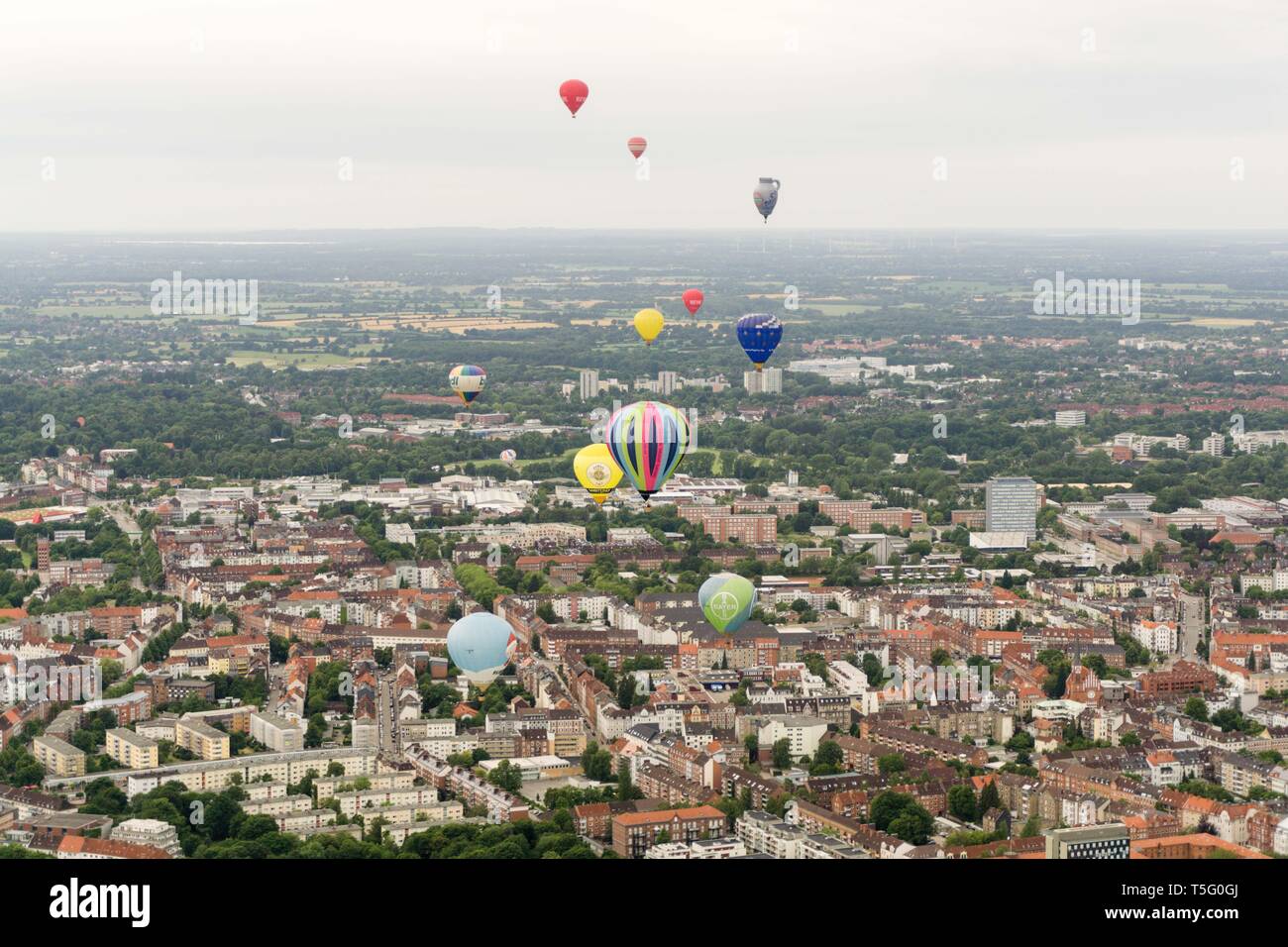 Luftaufnahme Kieler Woche Heißluftballon / Fotografia aerea mongolfiera Foto Stock