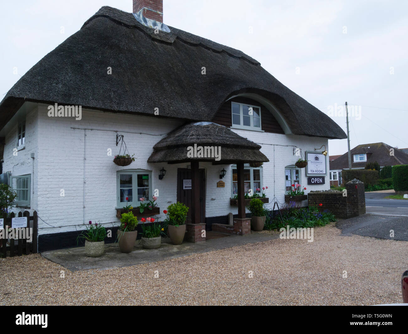 Bracklesham Bay sala da tè e giardini Cliffords Cottage West Sussex England Regno Unito Foto Stock