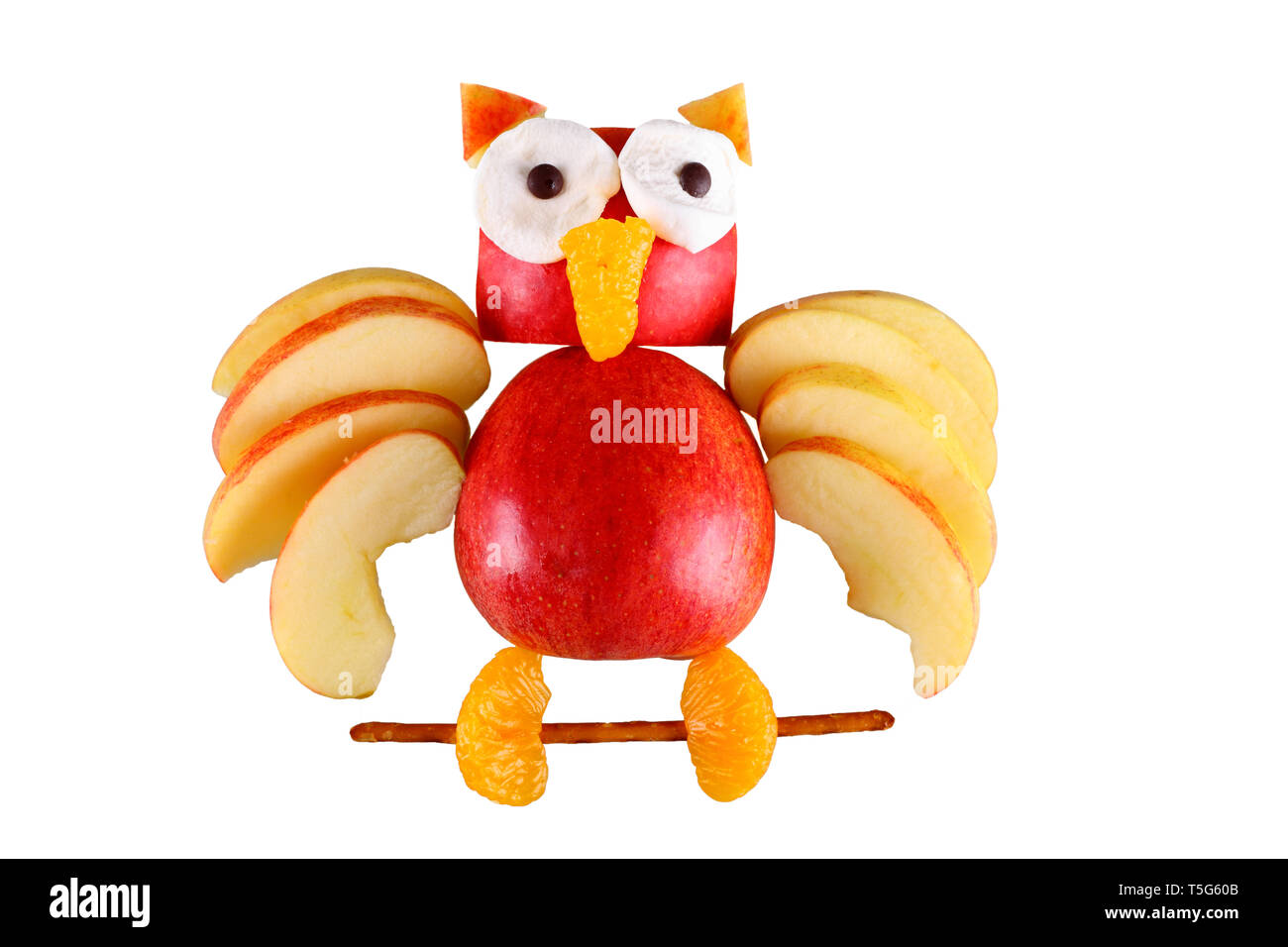 Il gufo di Apple, da un Apple gufo intagliato. Foto Stock