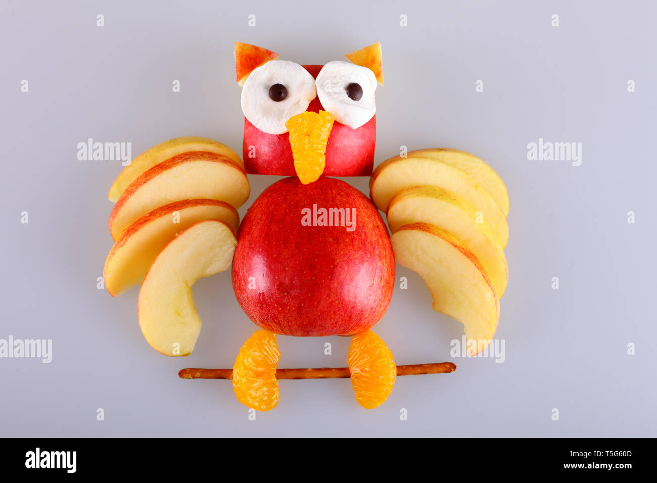 Il gufo di Apple, da un Apple gufo intagliato. Foto Stock