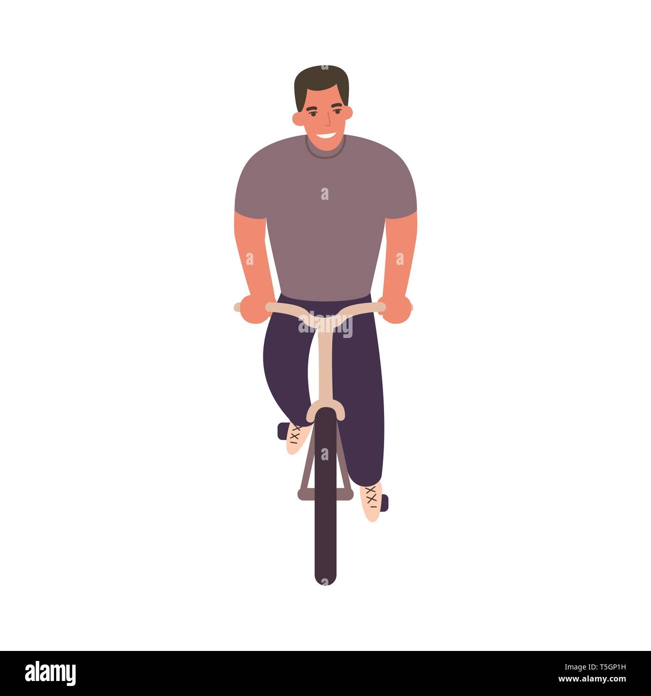Un uomo su una bicicletta. Vista frontale Immagine e Vettoriale - Alamy