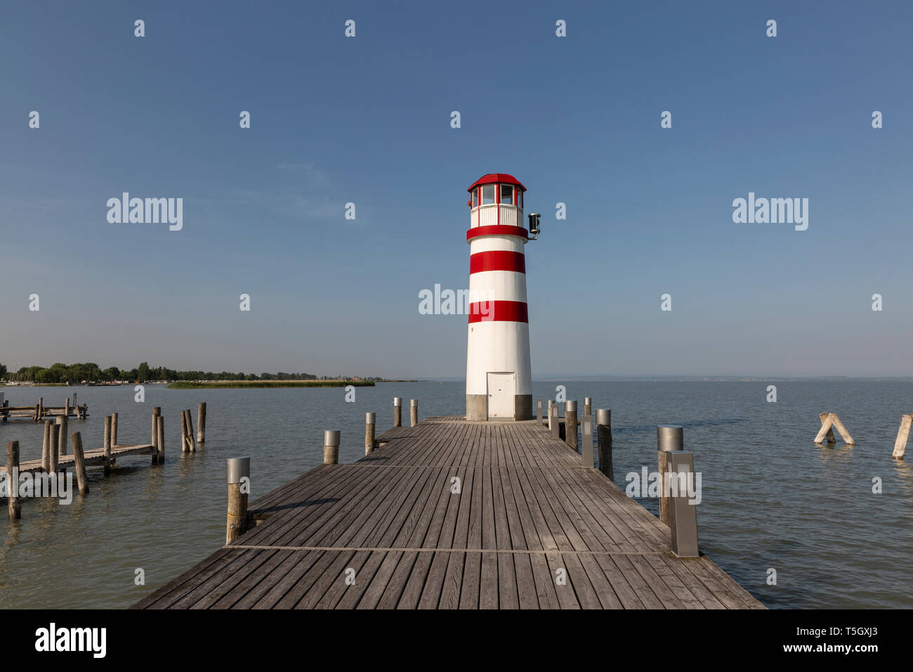 Austria, Burgenland, lago di Neusiedl, Podersdorf am See, faro Foto Stock