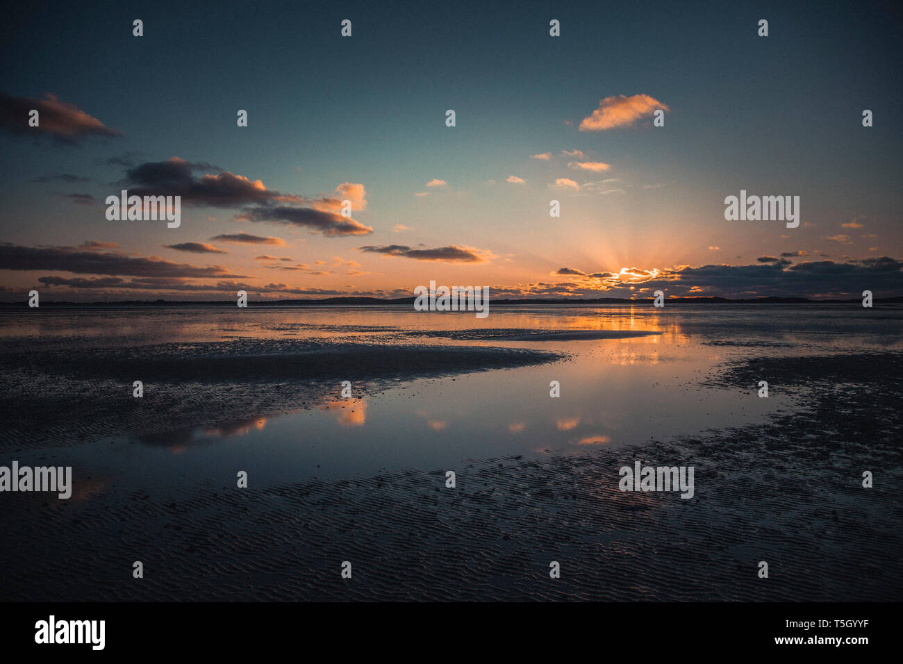 Germania Sylt, Schleswig Holstein Wadden Sea National Park, Lista Ellenbogen, tramonto luce della sera Foto Stock