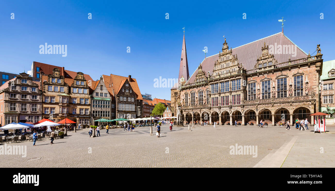 La Germania, la libera città anseatica di Brema, la piazza del mercato, il municipio Foto Stock
