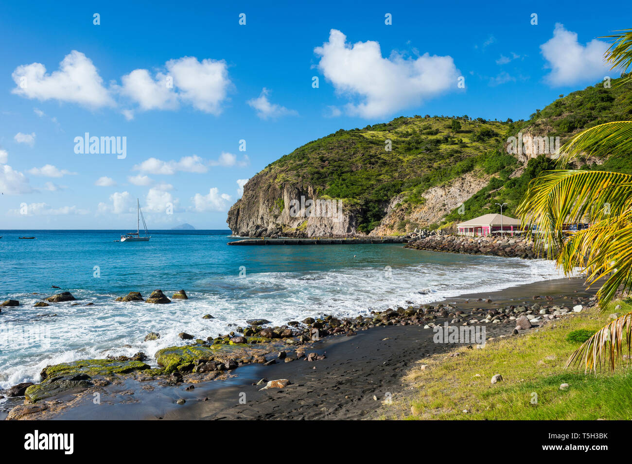 British territorio di oltremare, Montserrat, sulla spiaggia vulcanica Foto Stock