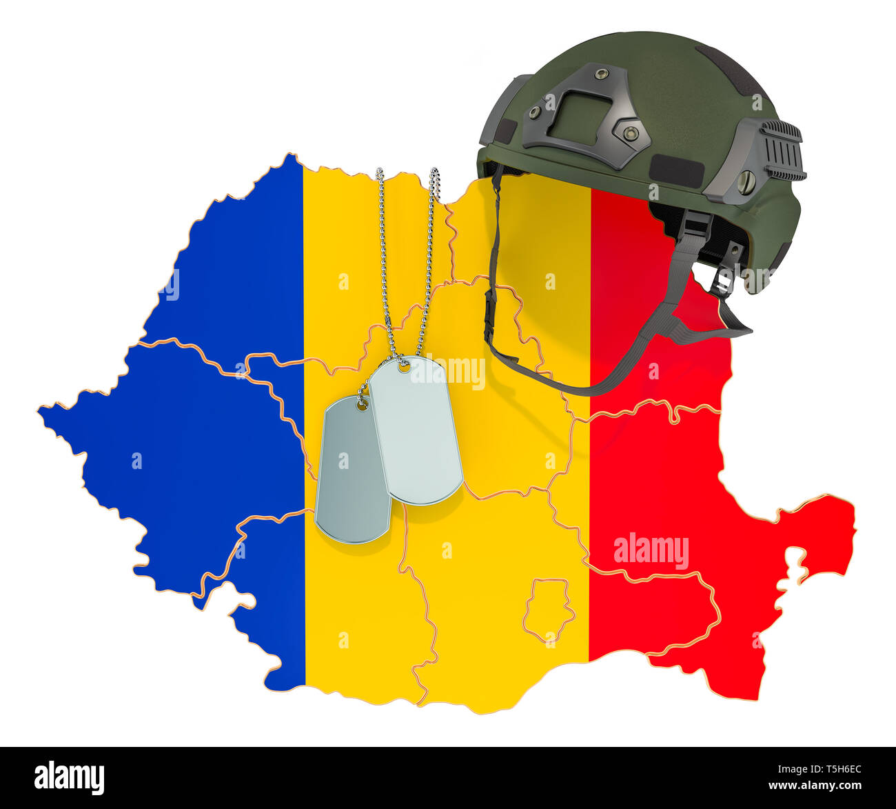 Il rumeno forza militare, esercito o concetto di guerra. 3D rendering isolati su sfondo bianco Foto Stock
