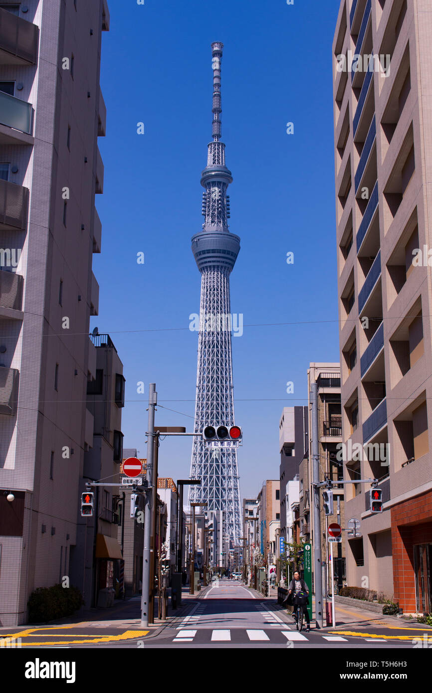 Tokyo Skytree visto da una strada Foto Stock