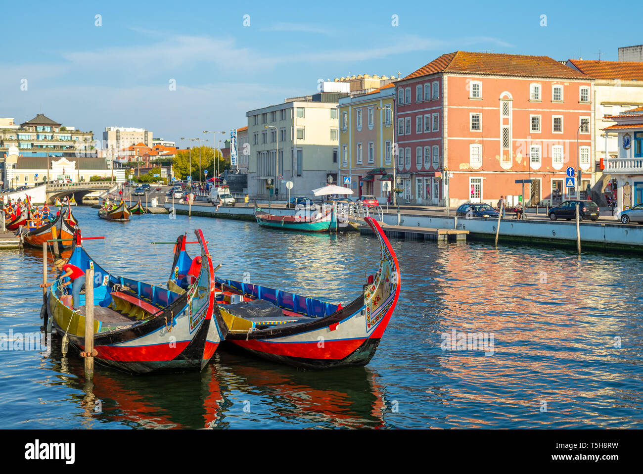 Barca sul Canal in Aveiro, Venezia del Portogallo, Foto Stock