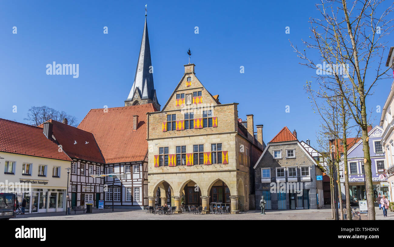 Panorama di piazza del mercato a Werne, Germania Foto Stock