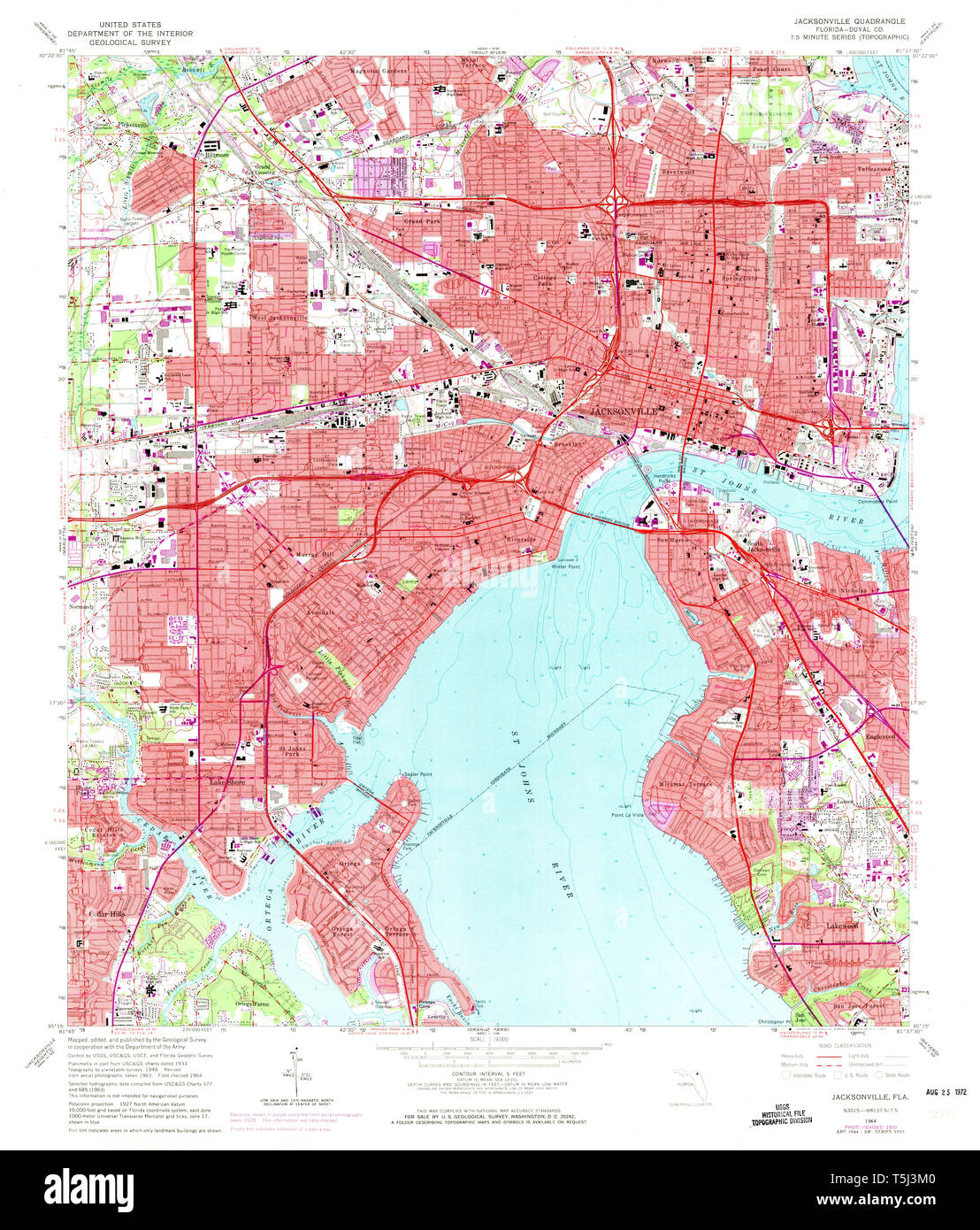 USGS TOPO Map Florida Jacksonville FL 346811 1964 24000 Restauro Foto Stock