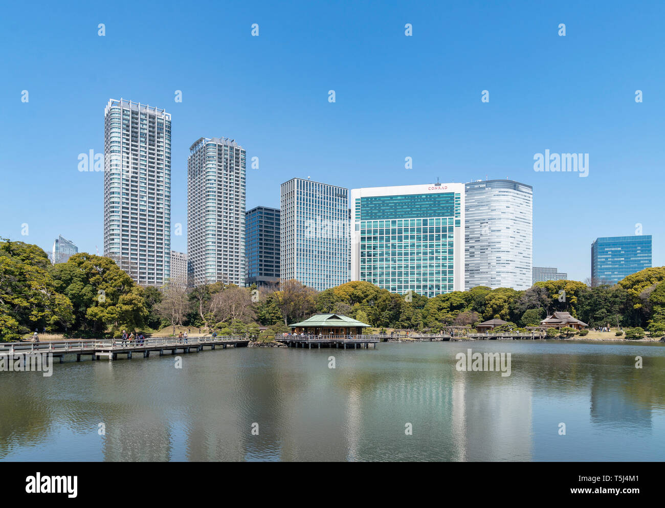 Giardini Hamarikyu, Chuo-Ku, Tokyo, Giappone Foto Stock