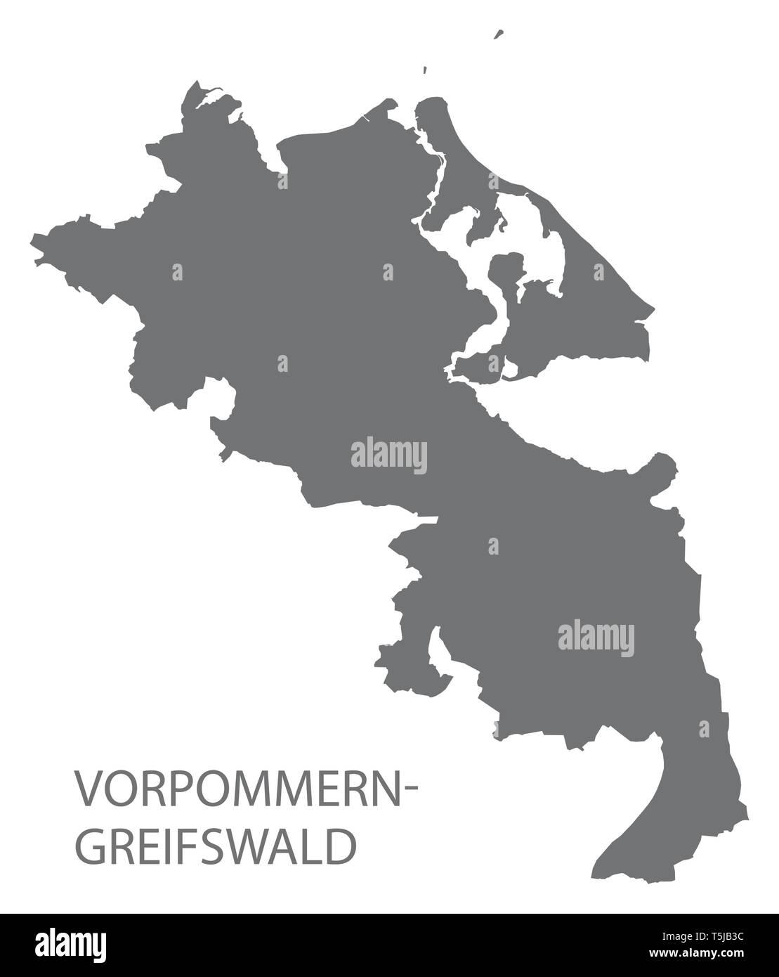 Vorpommern-Greifswald gray county map del Meclemburgo Pomerania occidentale DE Illustrazione Vettoriale