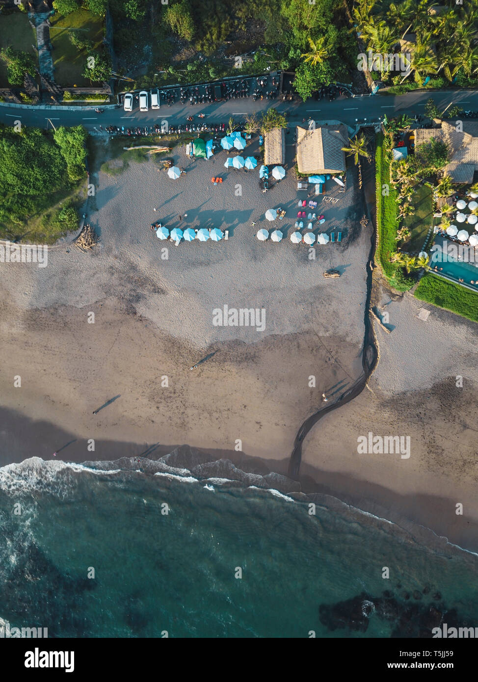 Indonesia, Bali, vista aerea di Batu Bolong beach Foto Stock