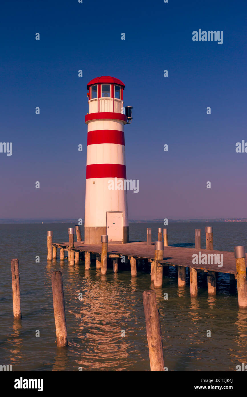Austria, Burgenland, lago di Neusiedl, Podersdorf am See, faro Foto Stock