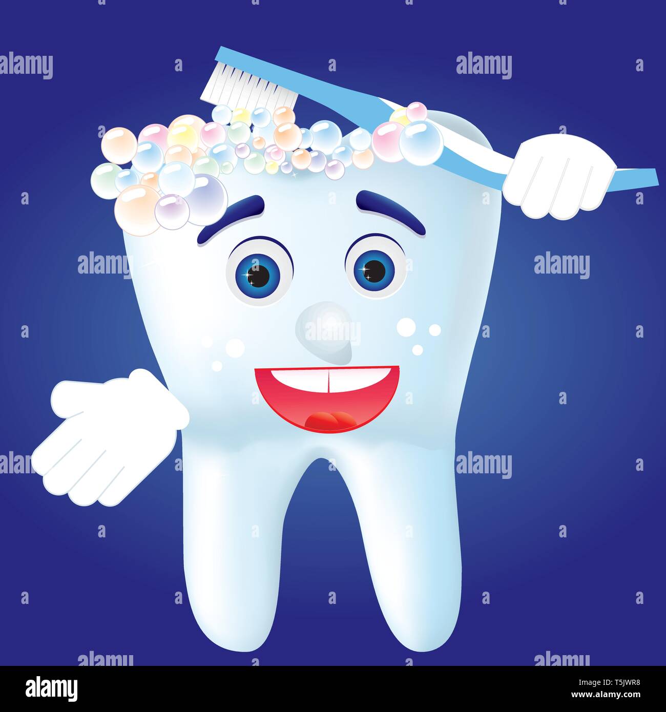 Dente-cartoom pulire se stesso, illustrazione vettoriale Illustrazione Vettoriale