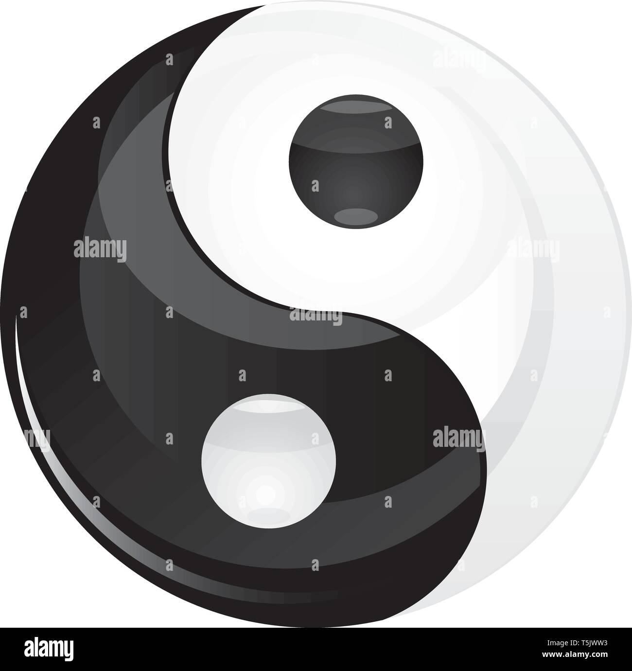 Yin yan glitter segno isolato su bianco, illustrazione vettoriale Illustrazione Vettoriale