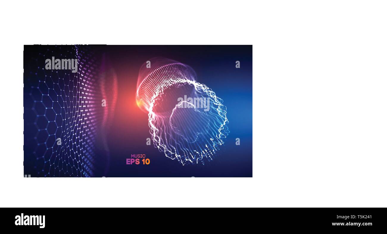 Riproduzione di ricerca di rete. Sistemi di rete esperimenti. Medusa data center networking casuale. EPS 10. Illustrazione Vettoriale