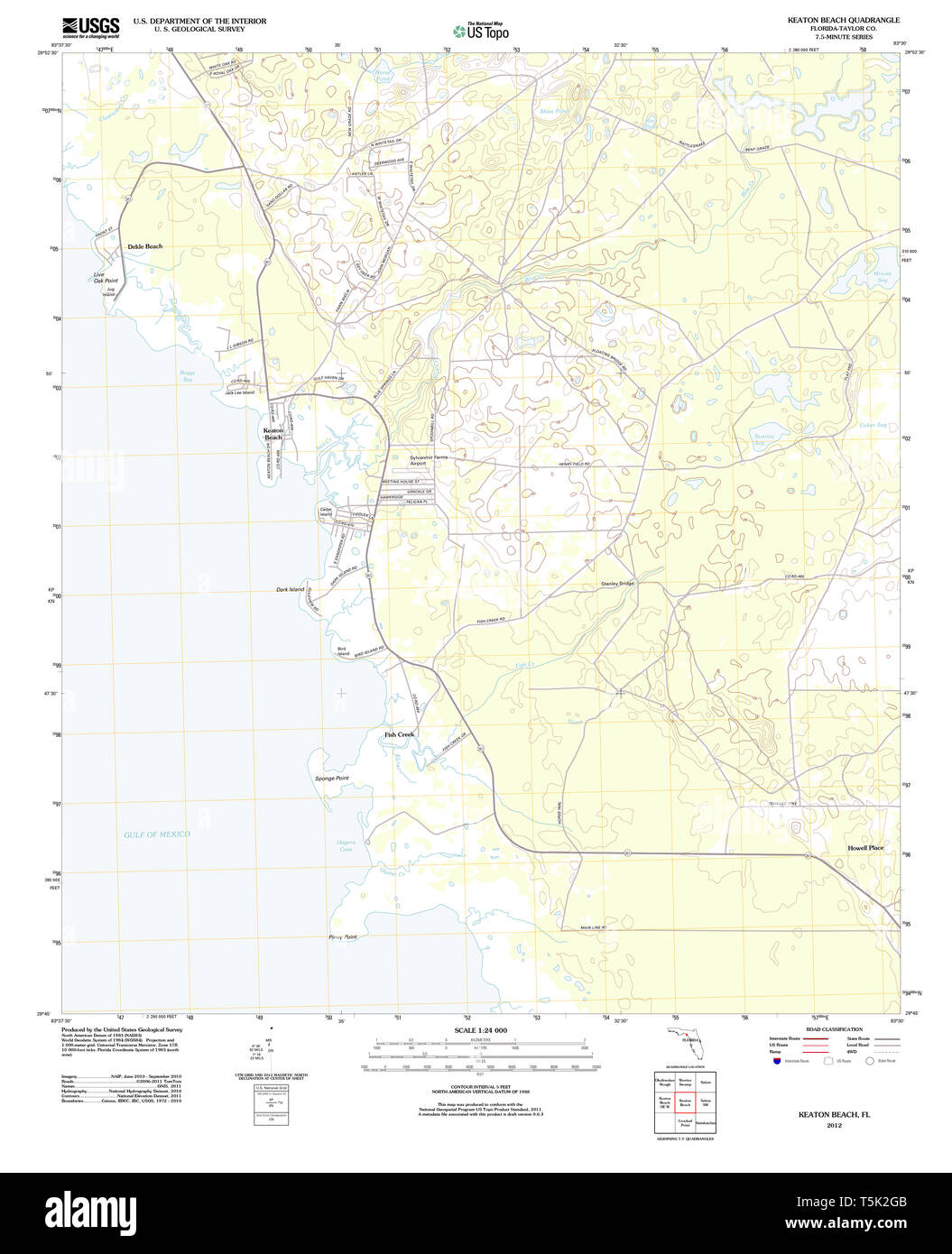 USGS TOPO Map Florida FL Keaton Beach 20120808 TM il restauro Foto Stock