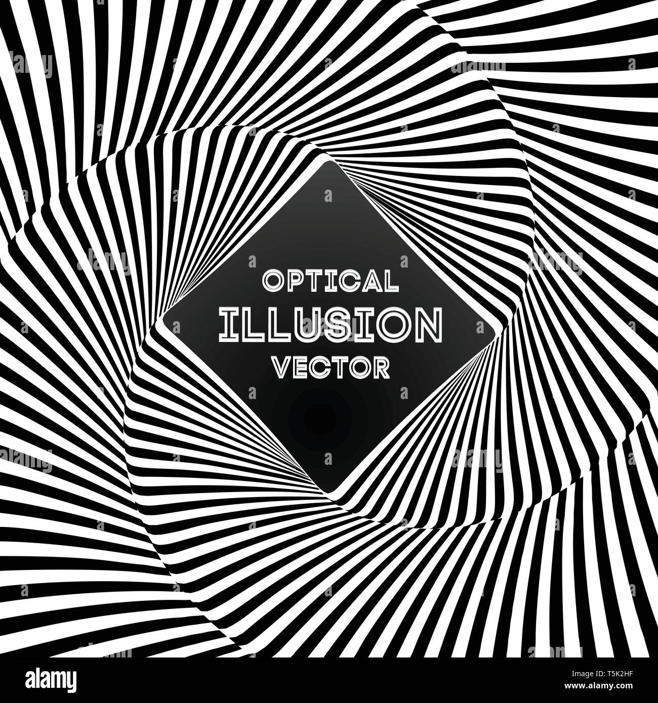 Illusione ottica le linee dello sfondo. Abstract 3d in bianco e nero di illusioni. Progettazione Concettuale di illusione ottica vettore. EPS 10 illustrazione vettoriale Illustrazione Vettoriale