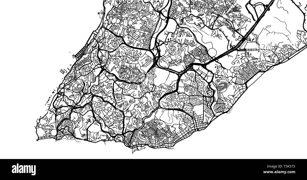 Vettore urbano mappa della città di Salvador, Brasile Illustrazione Vettoriale