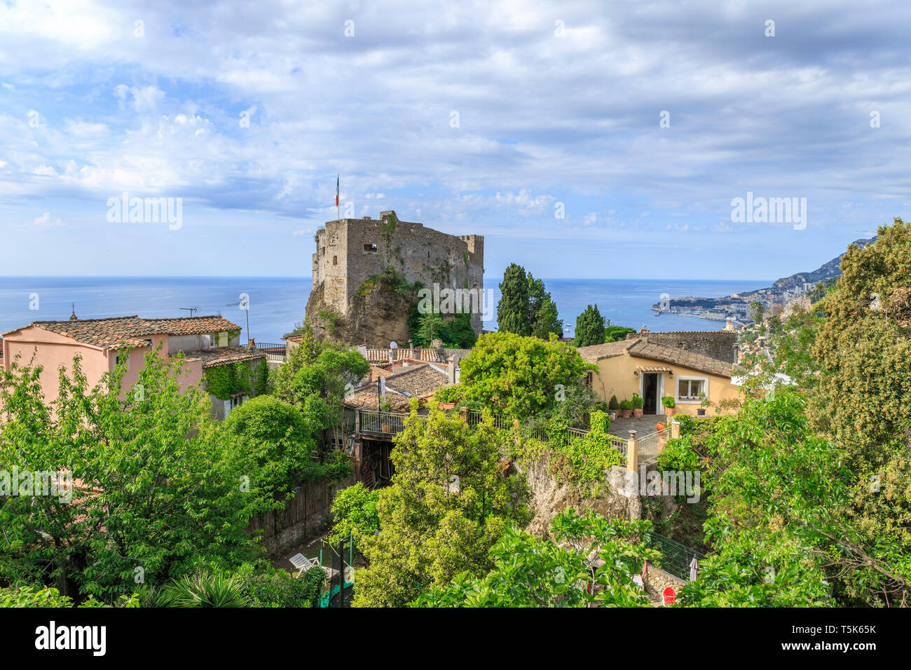 Francia, Alpes Maritimes, Roquebrune Cap Martin, il castello medievale di mantenere // Francia, Alpes-Maritimes (06), Roquebrune-Cap-Martin, donjon du château médiéva Foto Stock