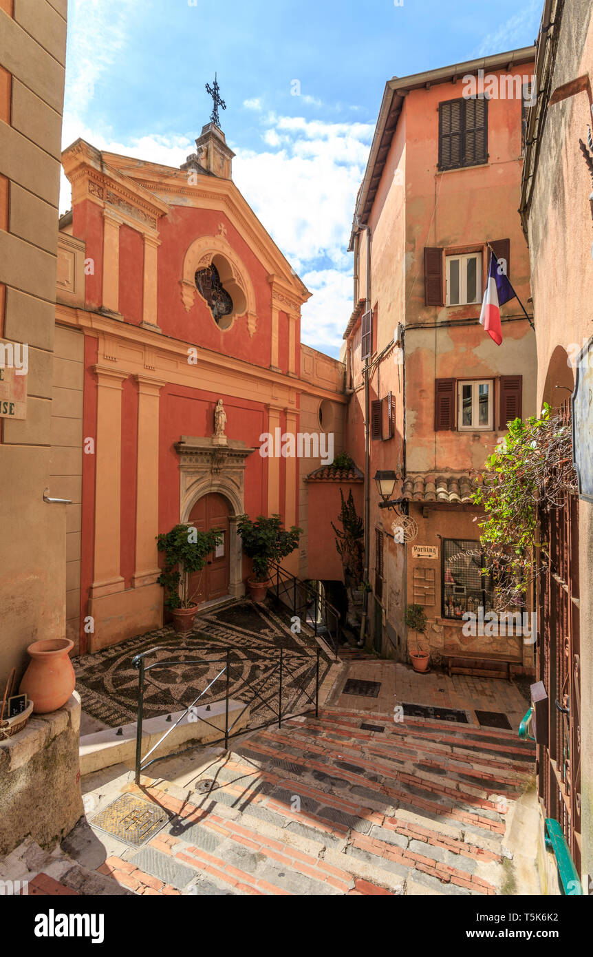 Francia, Alpes Maritimes, Roquebrune Cap Martin, Sainte Marguerite chiesa // Francia, Alpes-Maritimes (06), Roquebrune-Cap-Martin, église Sainte-Marguer Foto Stock