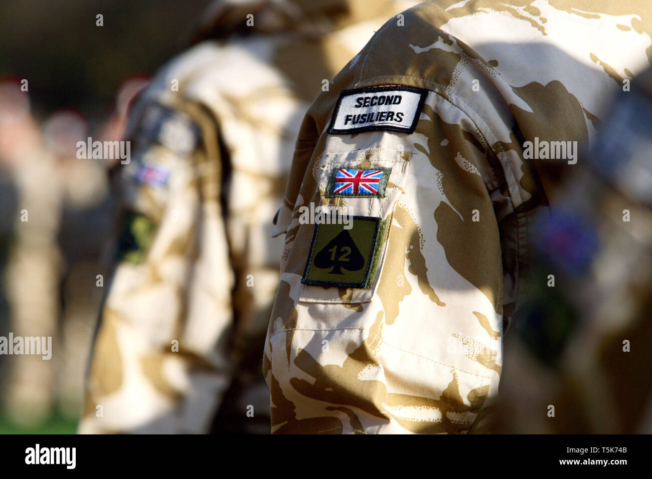 I soldati del secondo battaglione del reggimento reale di Fusiliers. Libertà di Borough dopo un tour del dazio in Afghanistan. Hounslow, London. 26.11.10 Foto Stock