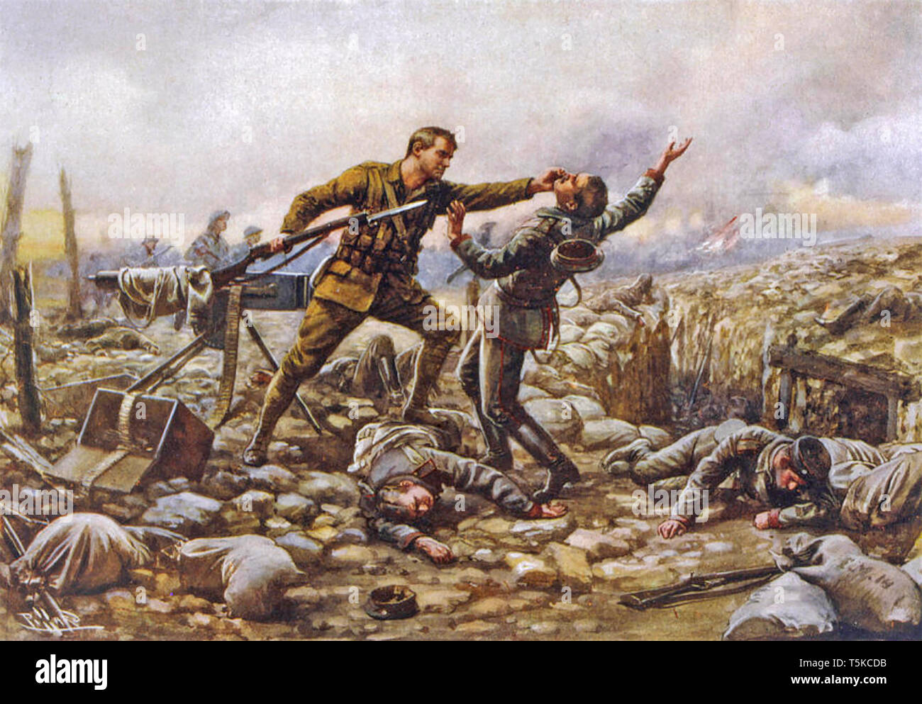 JAMES PRIVATO BOYD , irlandese Guardie, acquisisce una mitragliatrice durante la battaglia per Thiepval, settembre 1916. È stato insignito di un DCM. Foto Stock