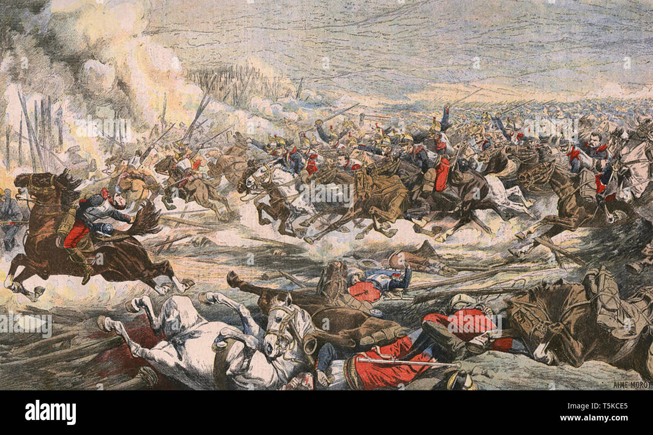 Battaglia di Wörth 6 agosto 1870 nella guerra franco-prussiana. La cavalleria francese di attaccare. Foto Stock