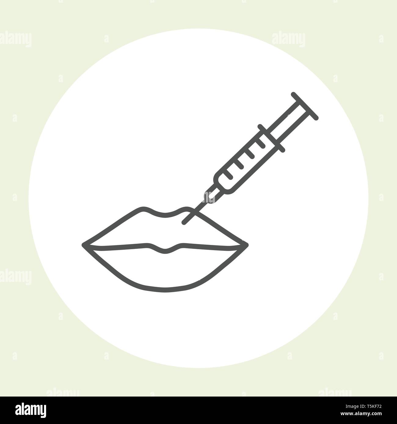 Labbra botox icona di iniezione - acido ialuronico labbra l'iniezione Illustrazione Vettoriale