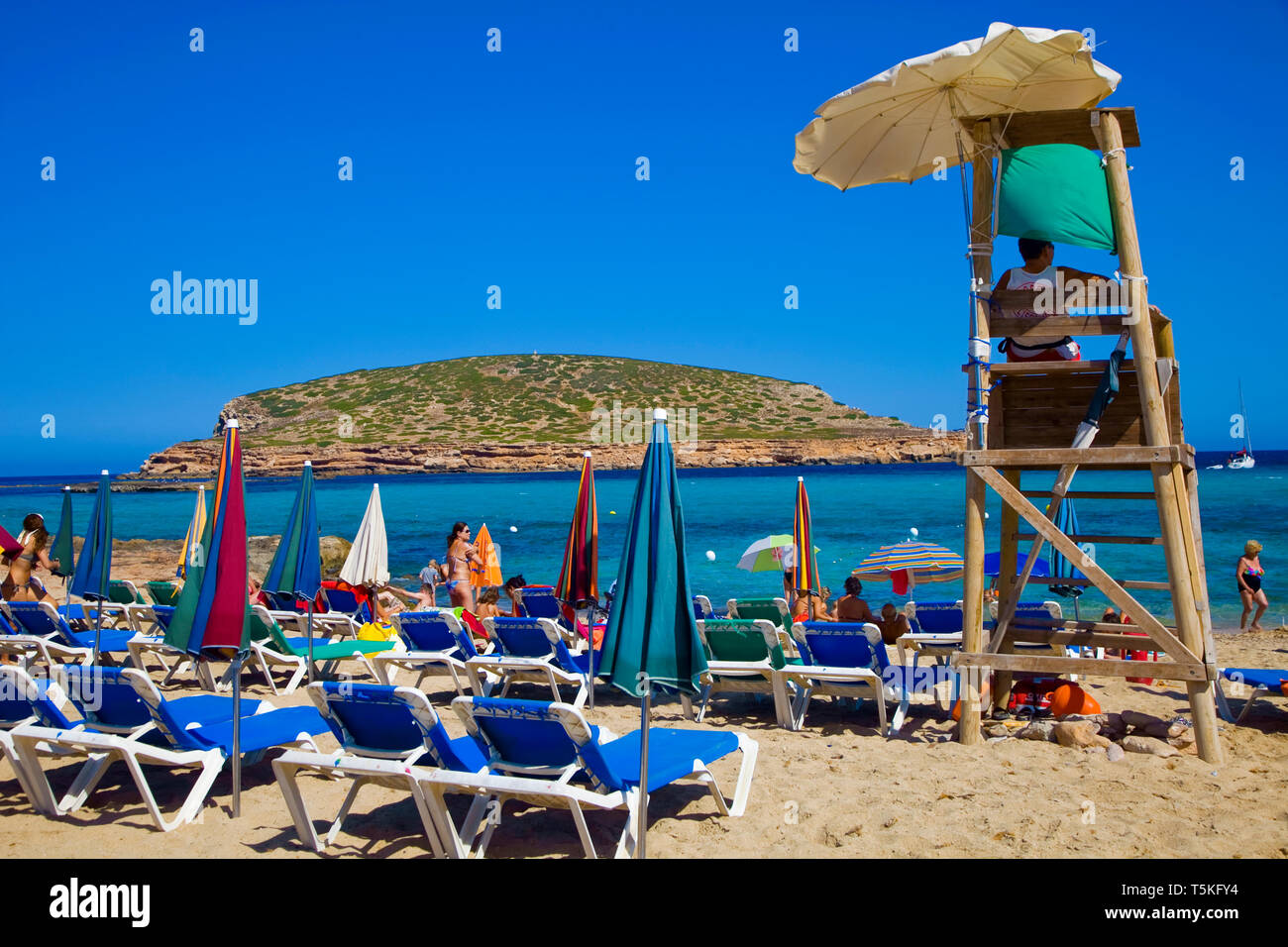 Cala Comte Beach. Isola di Ibiza. Isole Baleari. Spagna Foto Stock