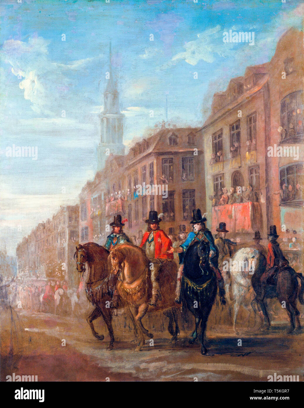 William Hogarth, Processione della Restaurazione di Carlo II a Cheapside, pittura ad olio su tela, circa 1745 Foto Stock