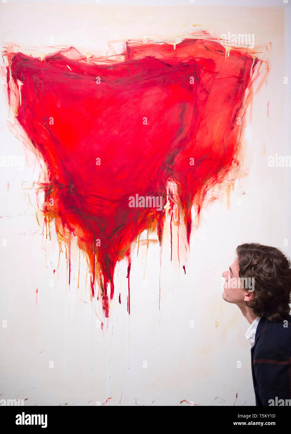 Londra, Regno Unito. Xxv Aprile, 2019. Bonhams moderno e contemporaneo del Medio Oriente vendita arte anteprima in New Bond Street. Immagine: Azadeh Razaghdoost (Iran). Untitled (malati serie Rose), 2008. Stima £ 4,000-6,000. Credito: Malcolm Park/Alamy Live News. Foto Stock