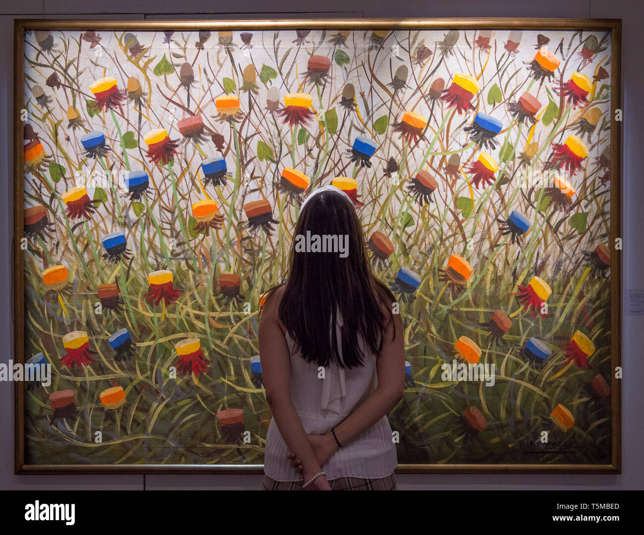 Londra, Regno Unito. Il 26 aprile, 2019. Sotheby's Centro Arte Orientale vendita anteprime a New Bond Street include arti del mondo islamico, xx secolo Medio Oriente Arte, orientalista anteprima di vendita & Manoucher Yektai mostra. Immagine: arte del XX secolo, Medio Oriente. Bibi Zogbé, libanese. CARDOS (cardi). Stima £ 15,000-20,000. Credito: Malcolm Park/Alamy Live News. Foto Stock