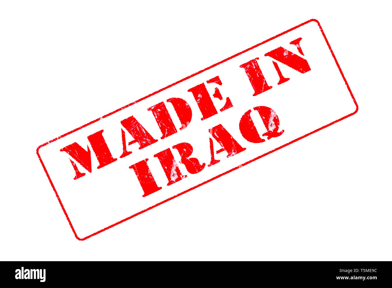 Timbro con inchiostro rosso su sfondo bianco concetto la lettura fatta in Iraq Foto Stock