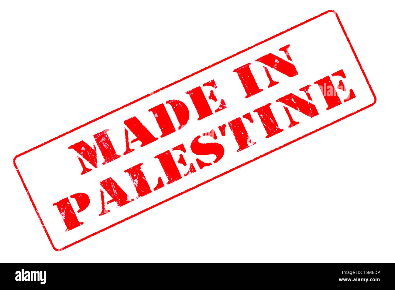 Timbro con inchiostro rosso su sfondo bianco concetto lettura effettuata in Palestina Foto Stock