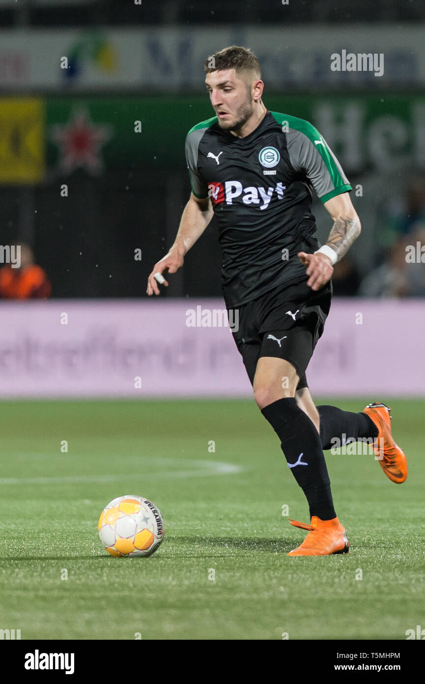 24 aprile 2019 Zwolle, Paesi Bassi di calcio Eredivisie olandese PEC Zwolle v FC Groningen Eredivisie 2018 - 2019. Jeffrey Chabot di FC Groningen, Foto Stock