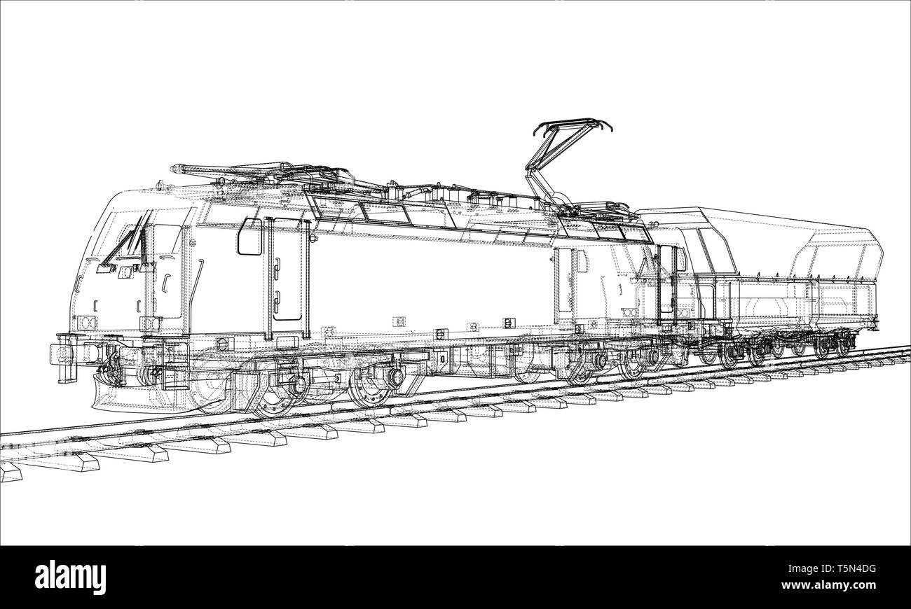 Il moderno treno concetto. Vettore Illustrazione Vettoriale