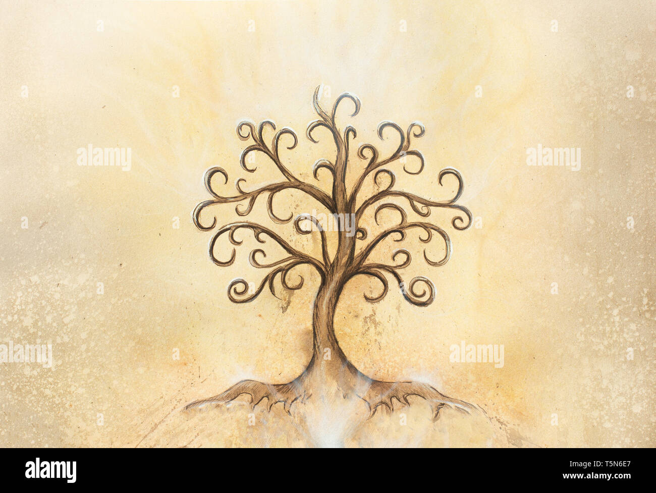 Albero della vita simbolo sul background strutturato, yggdrasil Foto stock  - Alamy