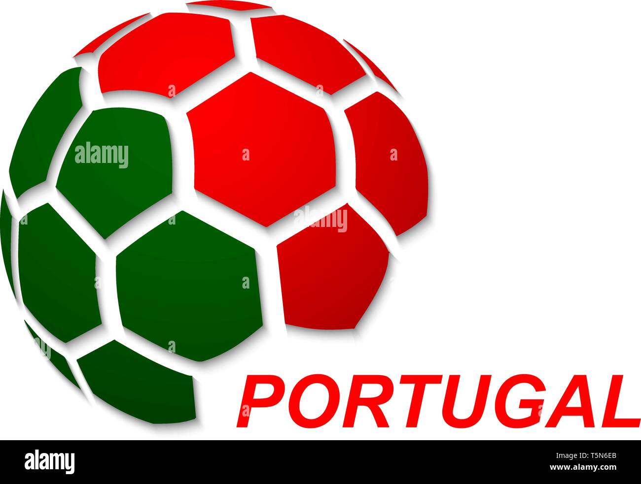 Banner di calcio. Illustrazione Vettoriale astratto del pallone da calcio con il Portogallo bandiera nazionale di colori Illustrazione Vettoriale