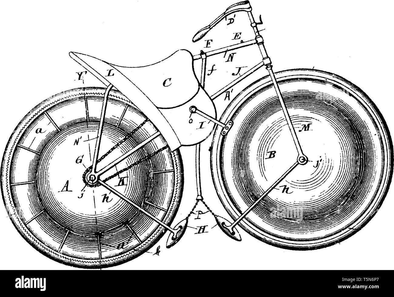 Marine Velocipede è una forma di trasporto per via navigabile principalmente per uso ricreativo alimentati attraverso l uso dei pedali, vintage disegno della linea o engravin Illustrazione Vettoriale